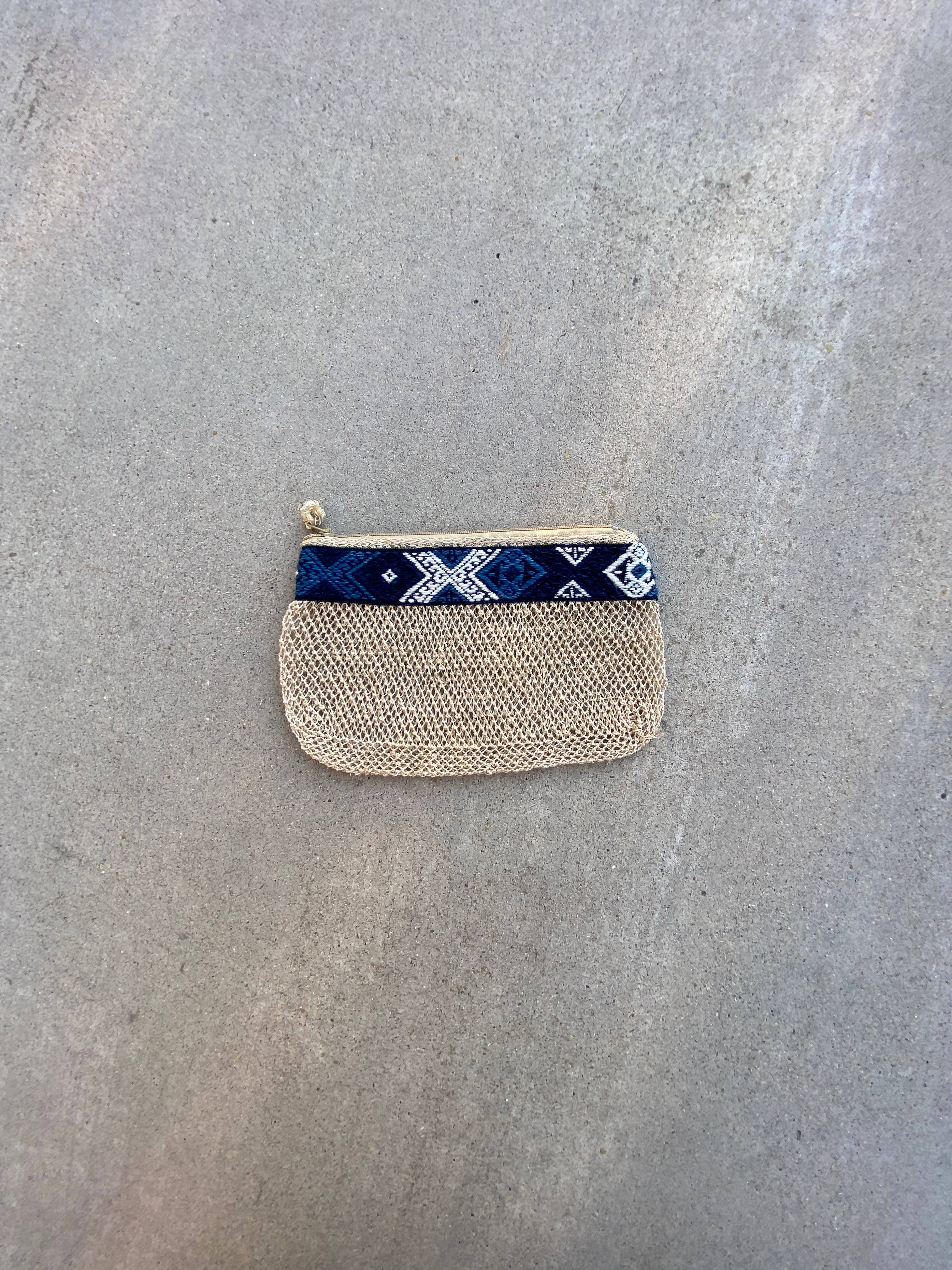 A Million Elephants - Wholesale Pouch - Women's - Natural Vine Zipper Pouch - Indigo with Textile Design2