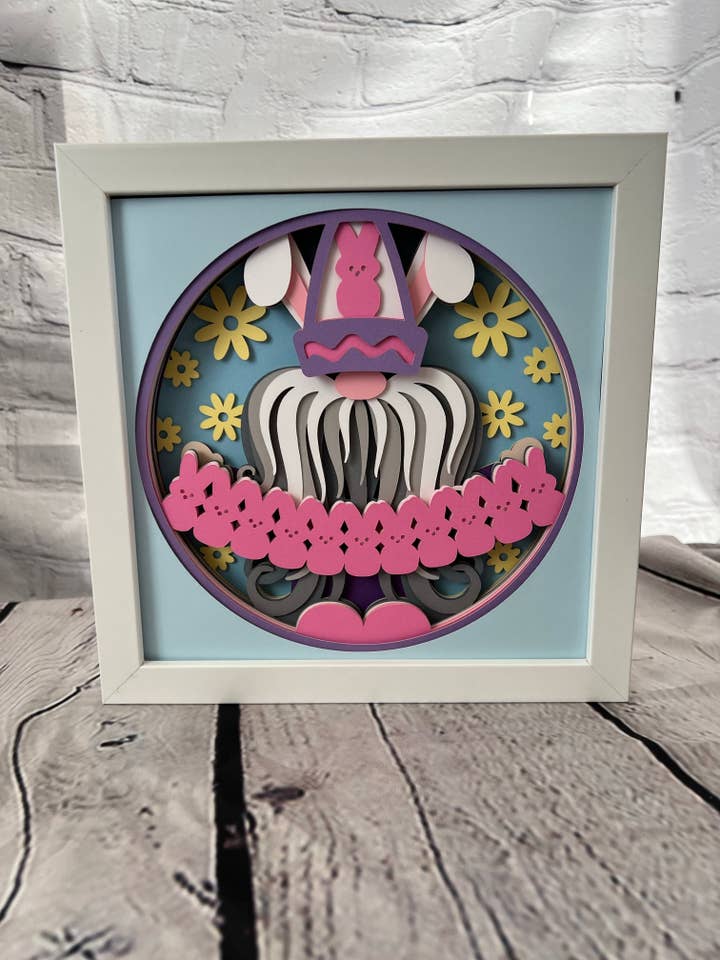 Påsktomten - peeps 3D-papperskonst skuggbox för wholesale av Olivia Reagan Designs