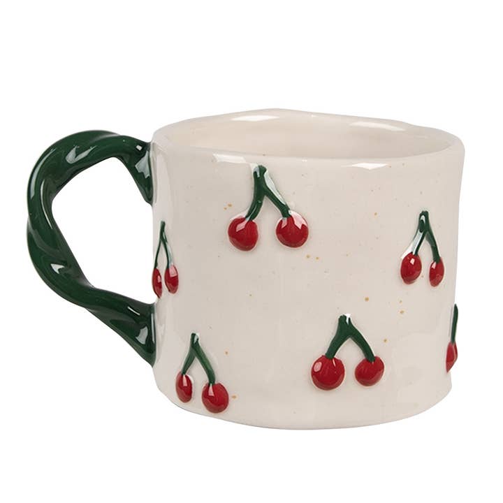 Clayre & Eef - Wholesale Coffee Mug - 6CEMU0149 Mug 200 ml Beige Ceramic Cherries Tea Mug