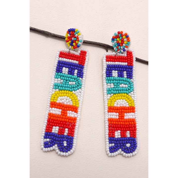 MULTI SEEDBEAD TEACHER DROP EARRINGS | 91E74109 for wholesale on Faire