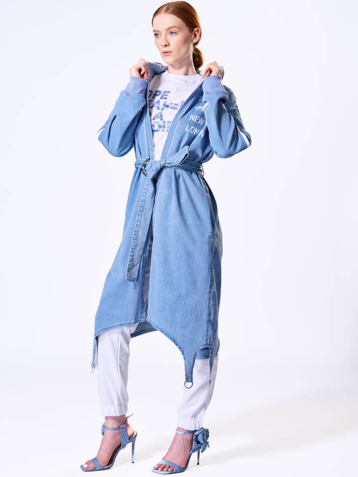The Fifth Week - Wholesale Spijkerjack/spijkerjas - Dames - Blauwe Denim Peek-A-Boo Duster Jas2