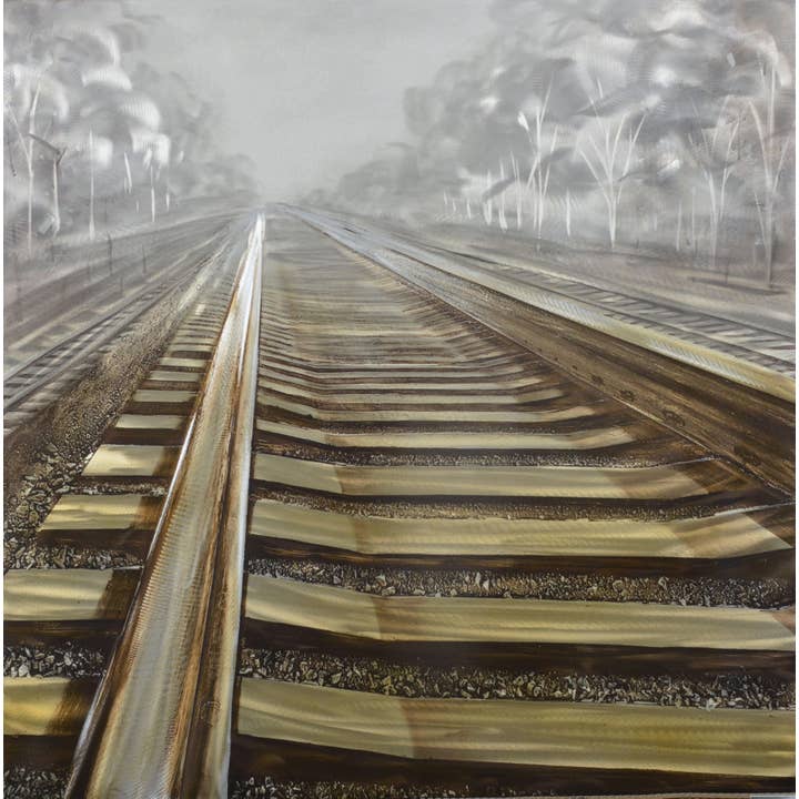 Peterson Houseware & Artwares US - Wholesale Painting/Drawing - Railway Tracks Metal Wall Art1