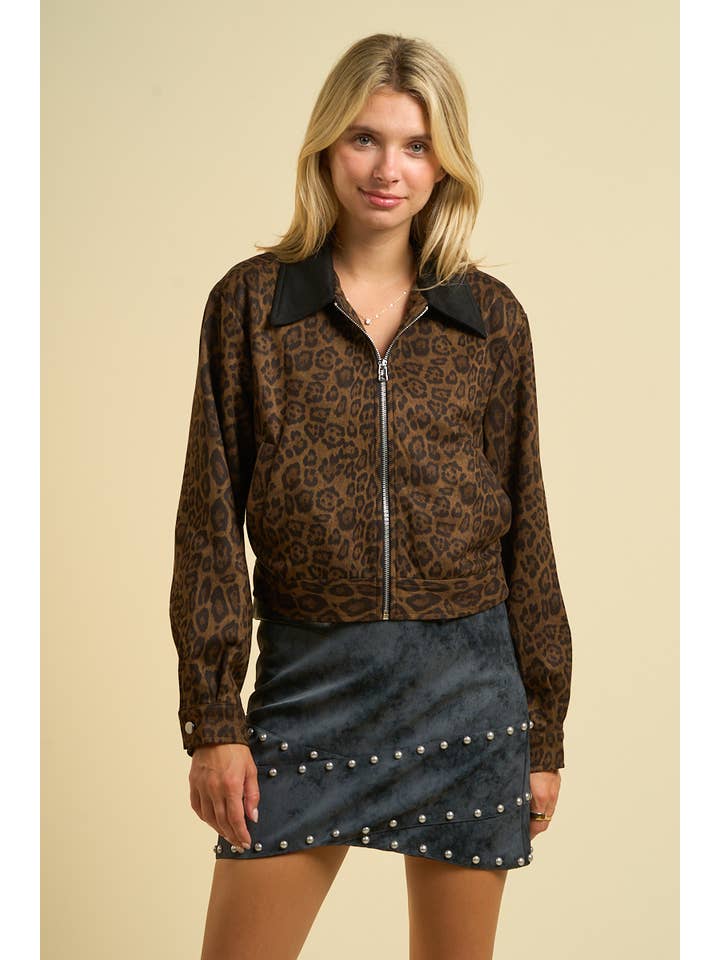 2803 - Leopard Print Zip-Up Jacket for wholesale on Faire