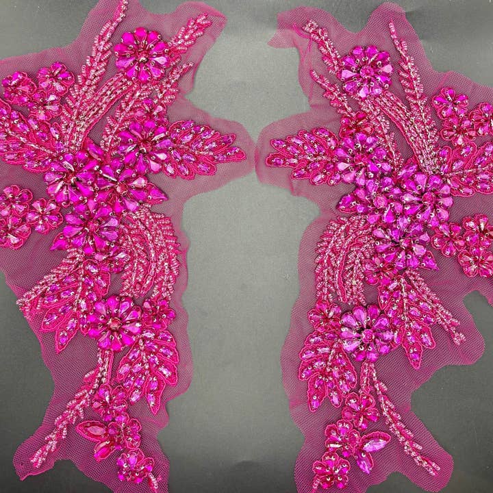 Appliques with Glitz - Wholesale Patch - Rhinestone Applique Pair (Various Colors)1