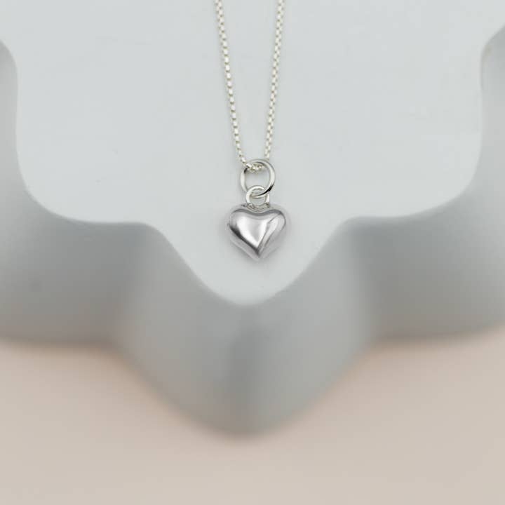 Puffherz-Halskette für Mädchen aus Sterlingsilber als Geschenk zum Valentinstag für den Großhandel von Cherished Moments