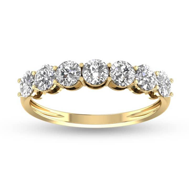 TimeLe$$ Classics – Engroshandel Ring med sten – 1 CTTW syv sten naturlig diamant vielsesring i 14K guld0