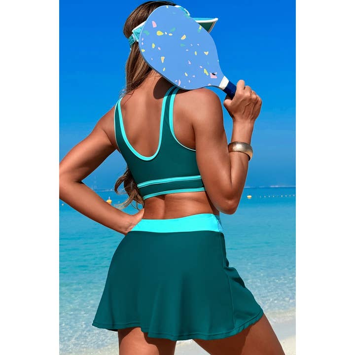 Supreme Fashion - Wholesale Two Piece Swimsuit - Women's - Color Block Two Pieces High Waisted Skirt Swimsuit8