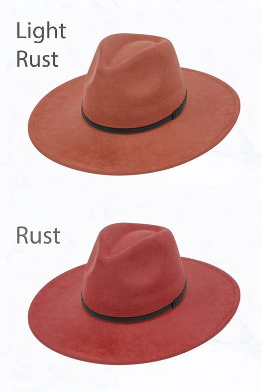 Suzie Q USA - Wholesale Fedora - Women's - Suede Large Eaves Peach Top Fedora, Leather Belt11