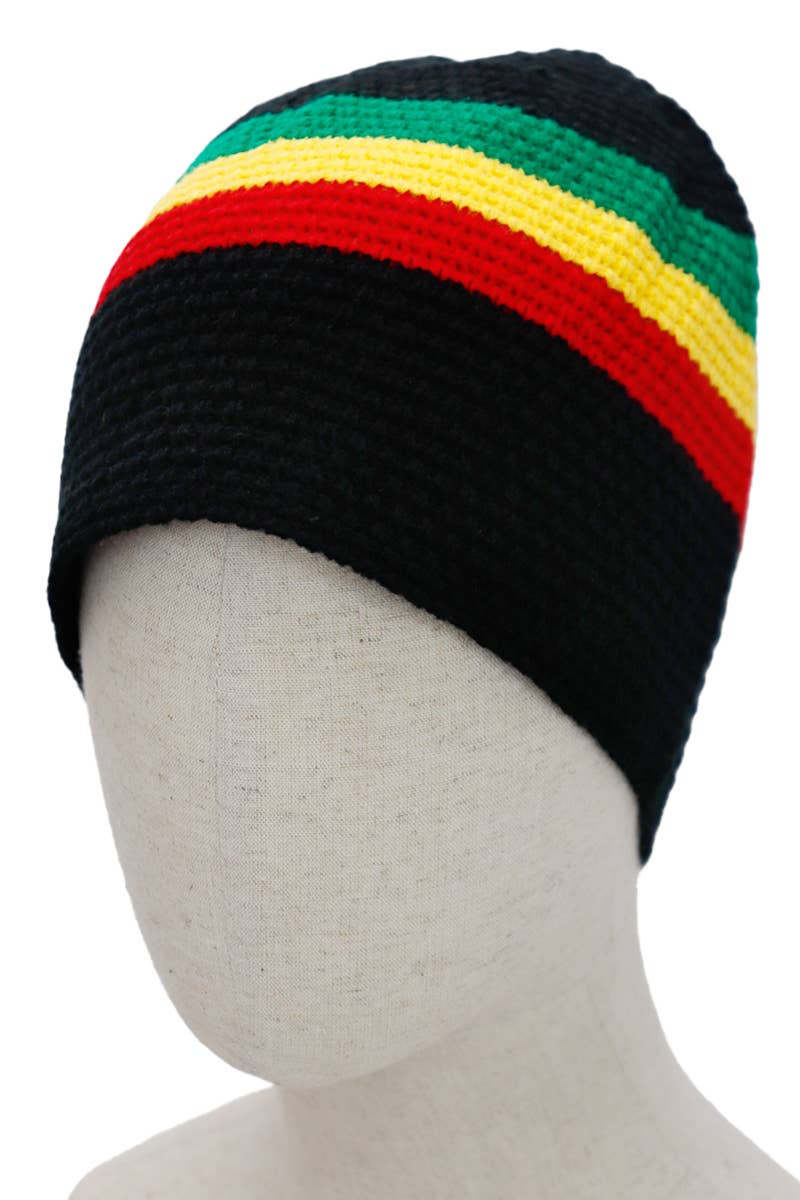 Cap Zone – wholesale Mössa - Dam – Tri-Stripe Crochet Rasta Tam Kort Mössa
