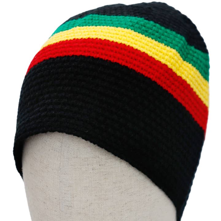 Cap Zone – wholesale Mössa - Dam – Tri-Stripe Crochet Rasta Tam Kort Mössa0