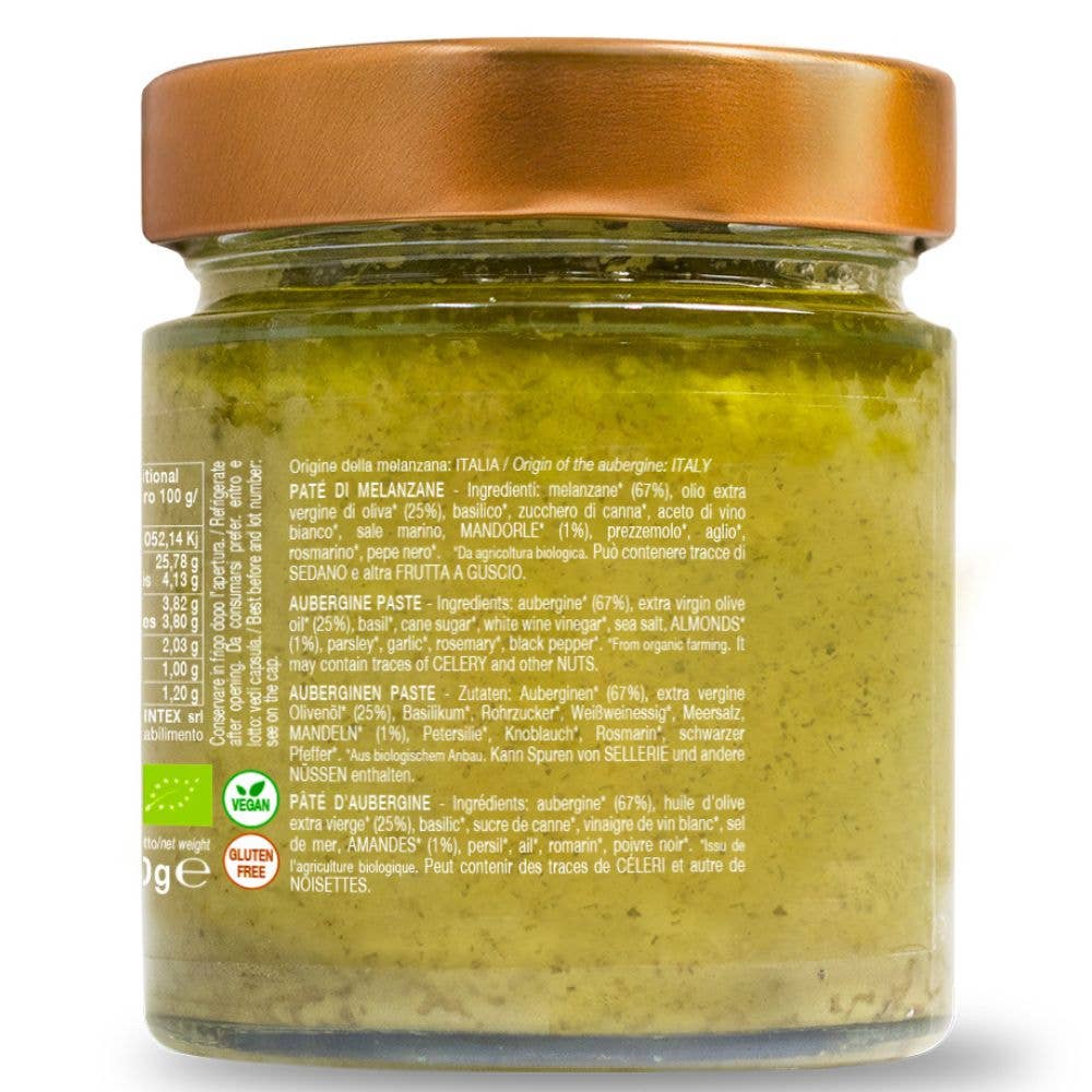 CONVIVIA for italian food lovers - Wholesale Tapenade - Organic aubergine pâté 190g1
