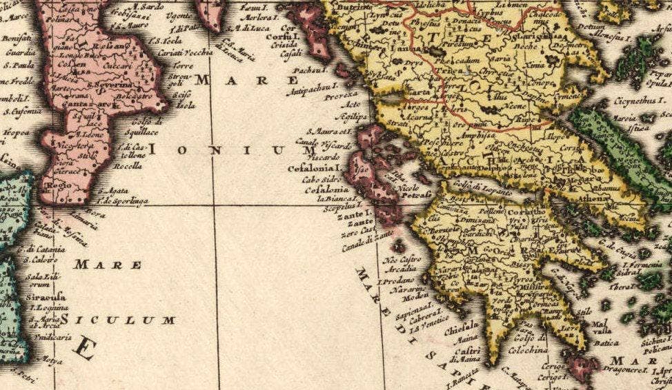 OldCityPrints - Old Maps and Posters - Wholesale Art Print - Old Map of Mediterranean Sea 1700 Vintage Map | Vintage Map Wall Art Print1