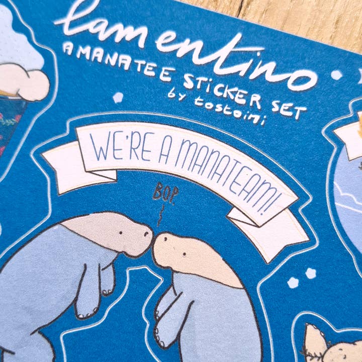 Tostoini - Wholesale Sticker - Manatee Sticker Set A5 sheet 100% cotton2