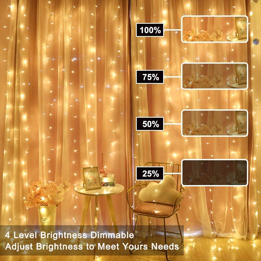 Perfect Holiday - Wholesale String Lights - 300 LED Curtain Lights USB Remote - Rainbow3