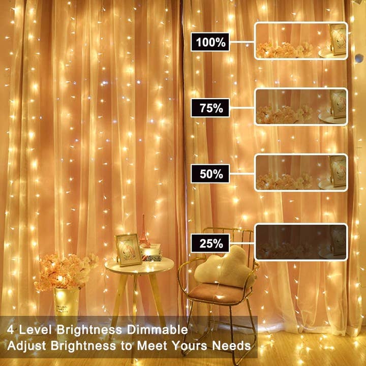 Perfect Holiday - Wholesale String Lights - 300 LED Curtain Lights USB Remote - Rainbow3