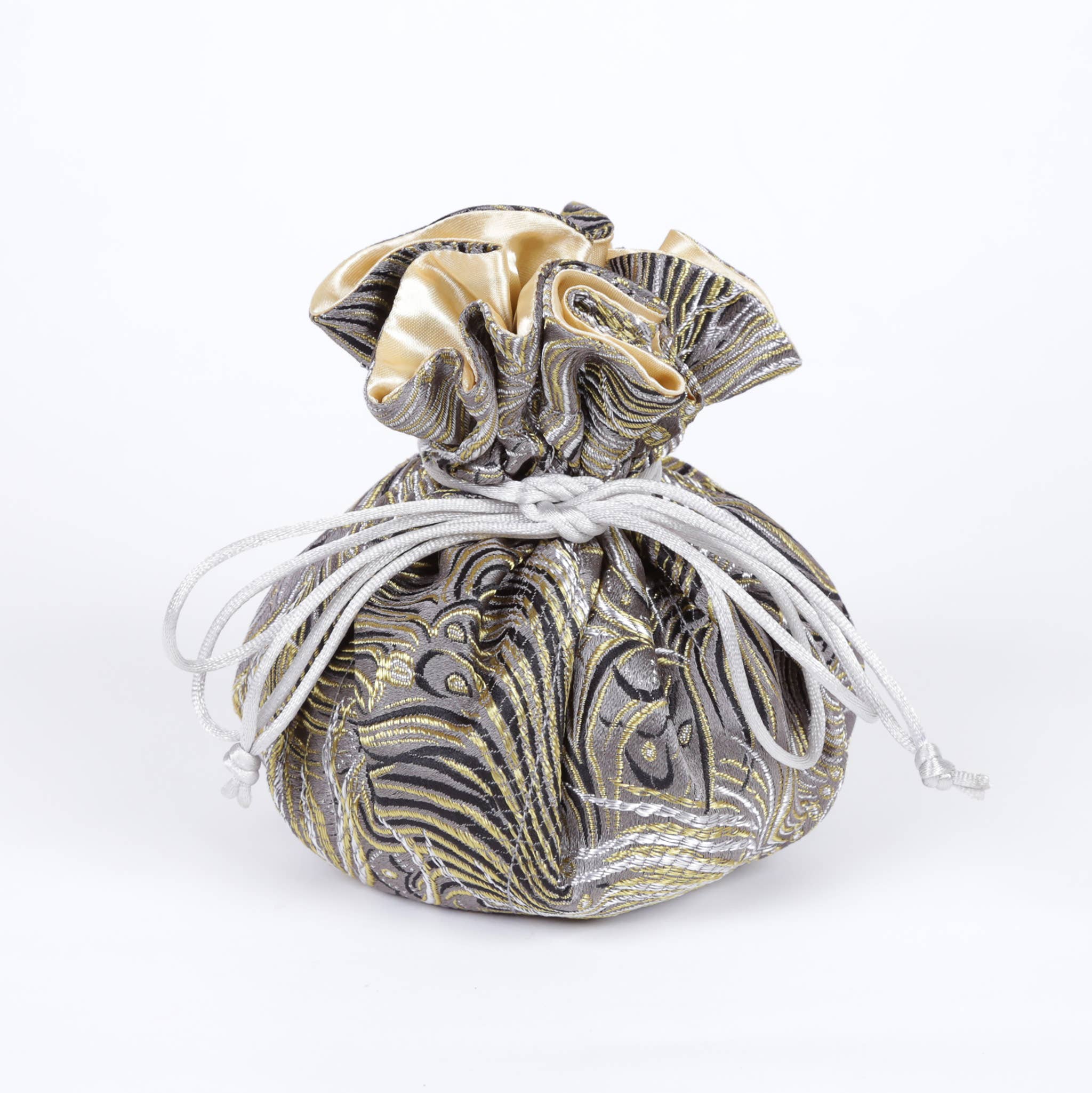 Cathayana - Venta al por mayor Joyero/organizador de joyas - Bolsa de joyería de brocado con estampado de plumas de pavo real5