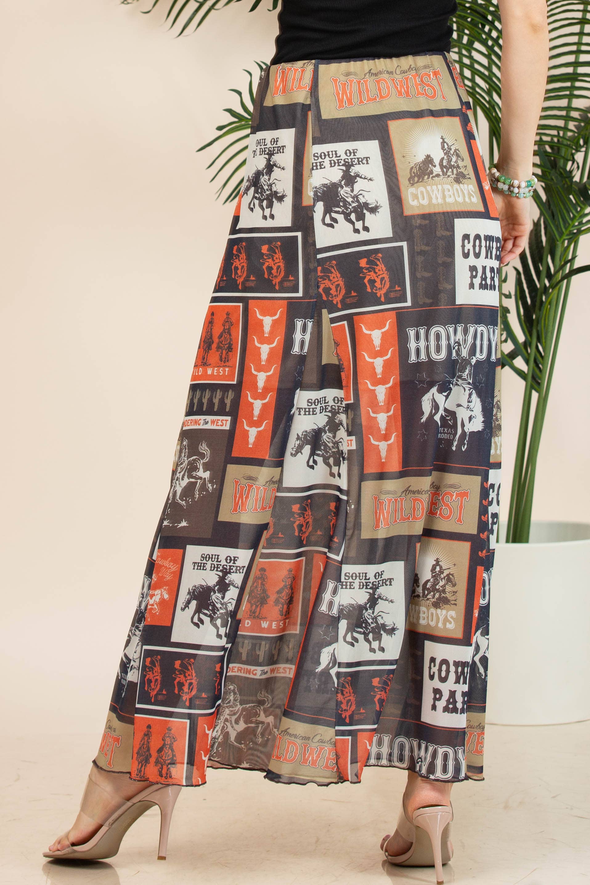 Rust Black AS1300-AGATHA WESTERN RODEO LINED FULL LENGHT MESH SKIRT  for wholesale on Faire9