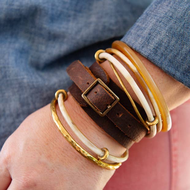 Buckle Leather Cuff for wholesale by Repurposed on Purpose