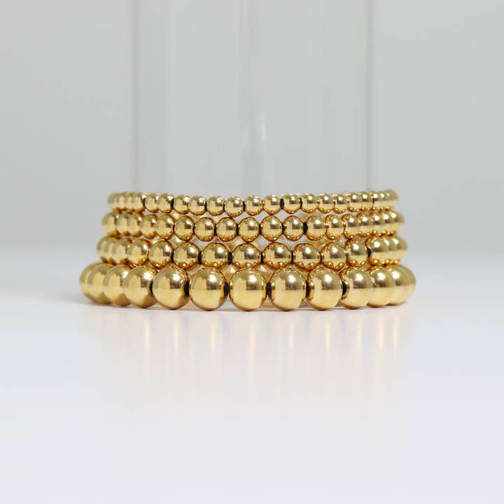 WJW - Wholesale Beaded Bracelet - Gold Beaded Stretch Bracelet