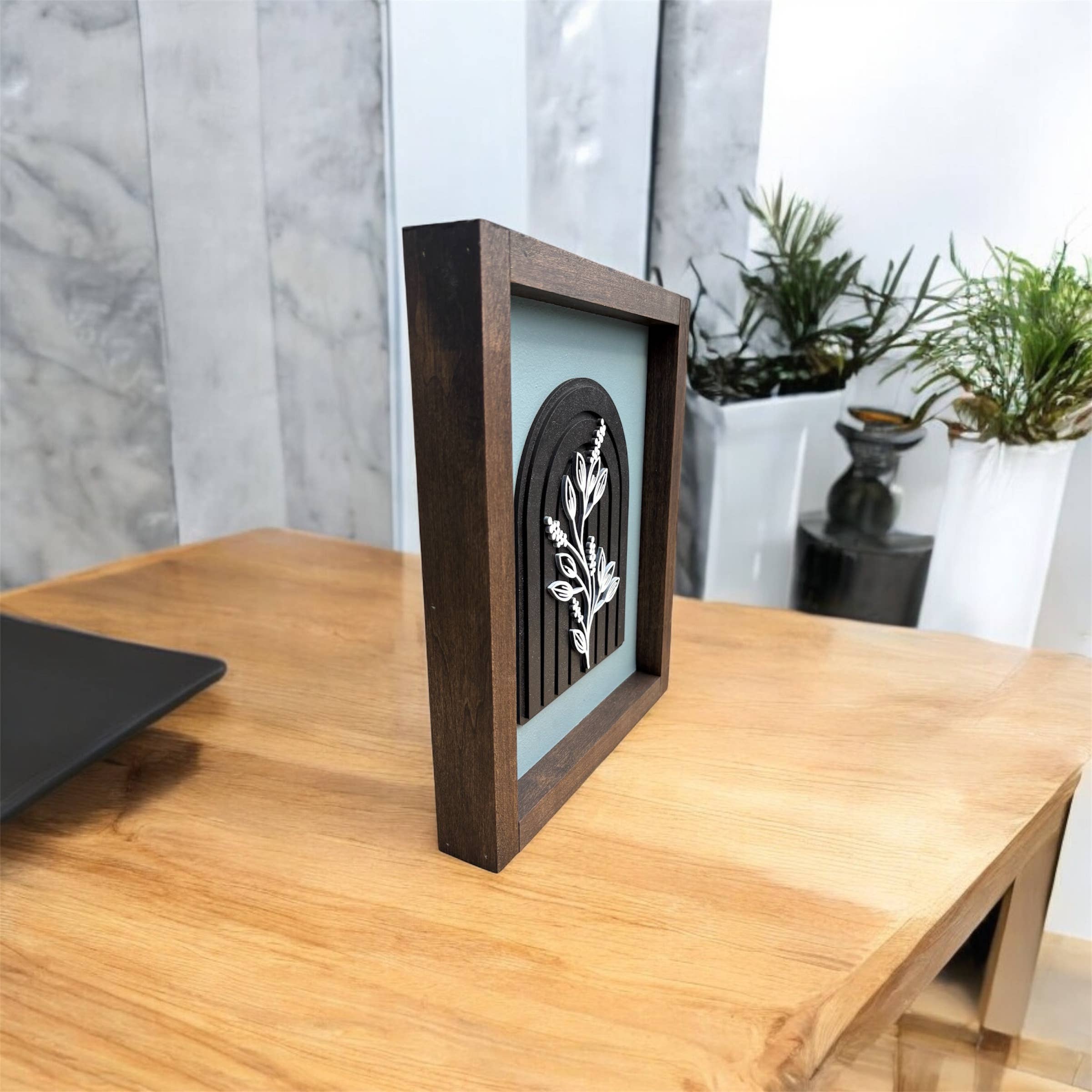 Faithful Creations Studios - Wholesale Wall Accent - Rustic Layered Wood Floral Arch | 9x6 Handcrafted Wall Art2