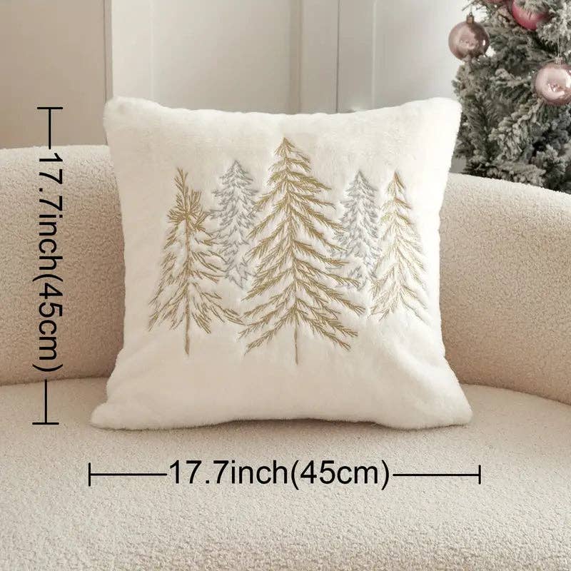 Huis Van Merken - Wholesale Throw Pillow Cover - Christmas Tree Embroidered Pillow Cover - Gold Silver Holiday Decor4