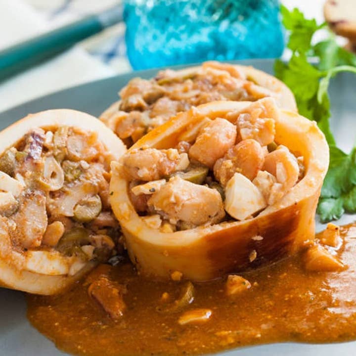 Delicatessen Spanish Food – Engroshandel Fisk/skaldyr – Blæksprutte - Fyldt baby blæksprutte - Pakke 24 ud.