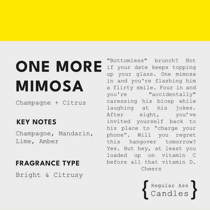 Regular Ass Candles - Wholesale Jar/Filled Candle - One More Mimosa Champagne + Citrus 11oz Luxury Candle1