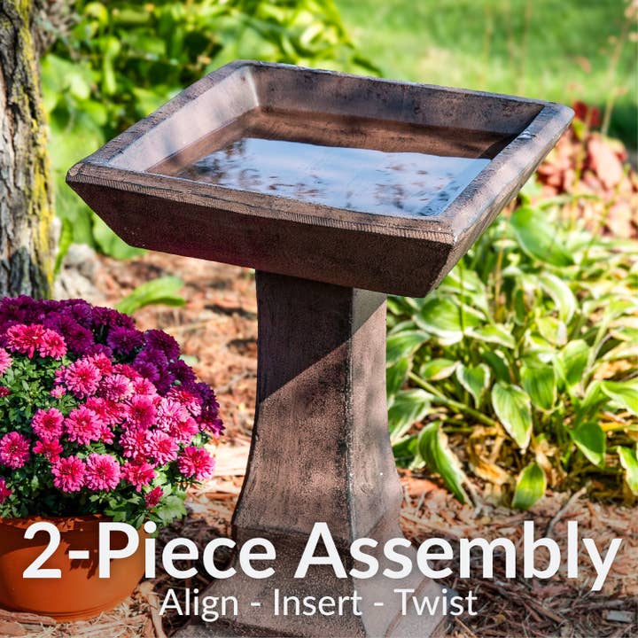 Sunnydaze Decor - Wholesale Bird Bath - Modern Glass Fiber Reinforced Concrete Bird Bath - Brown4