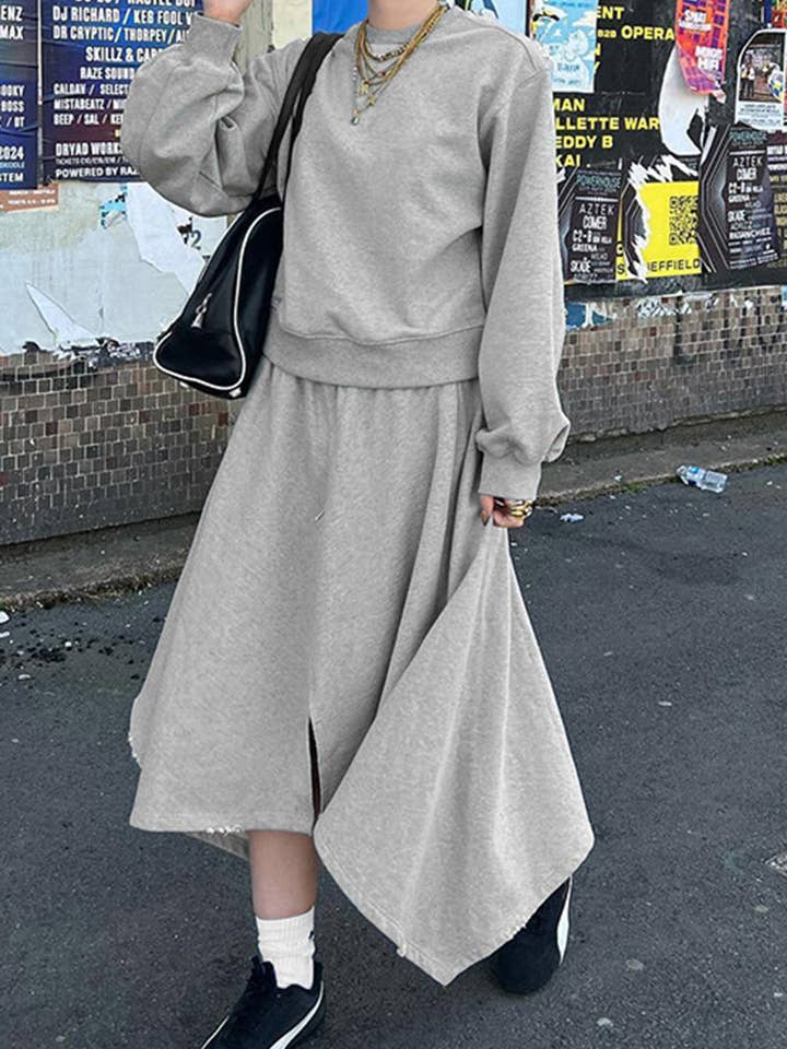 GRAU Asymmetrisches Rock-Set für den Großhandel auf Faire3