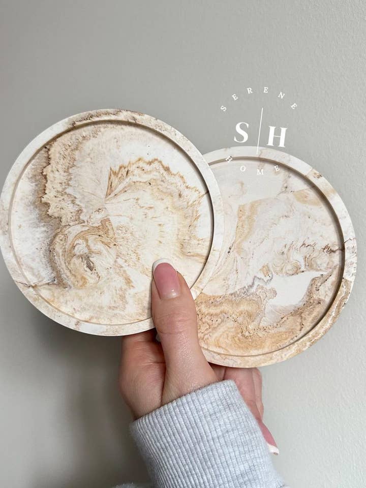 Marble Effect Circle Coasters for wholesale by Serene Home