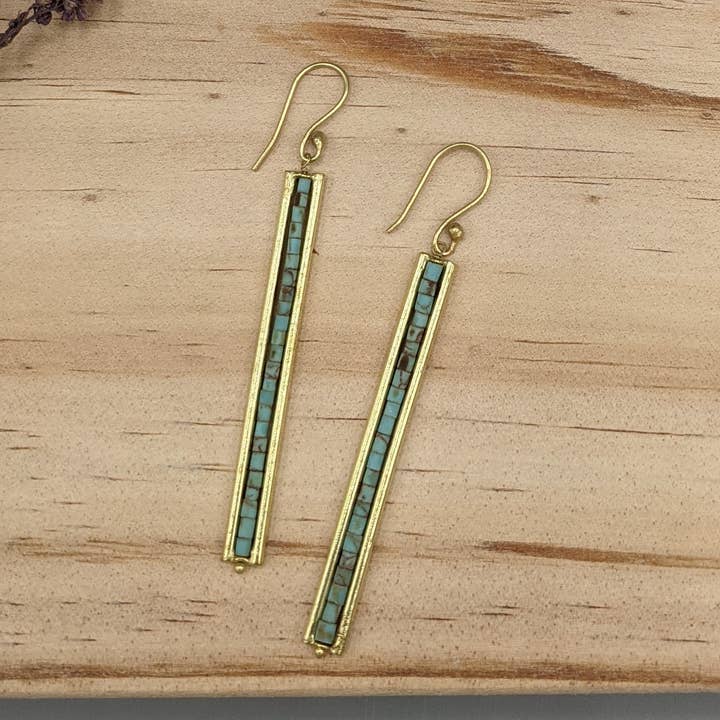 Framed Turquoise Bead Earrings for wholesale by Dekko Trading