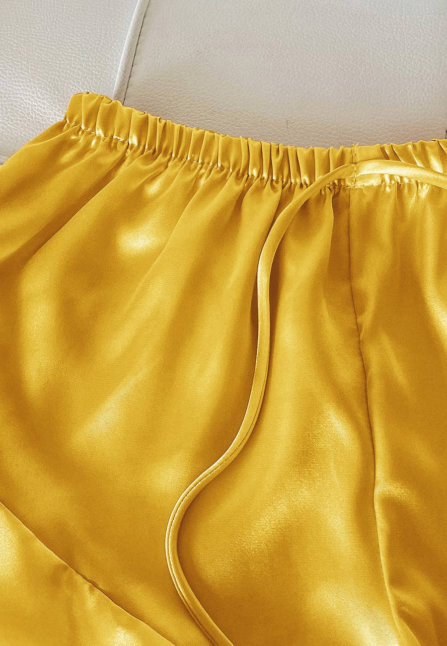 Anna Kaci Wholesale - Wholesale Lounge Set - Women's - Satin Tank and Ruffle Hem Shorts44