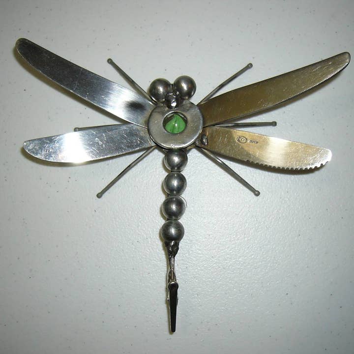 Creations Welded - Wholesale Sculpture - Green Dragonfly Metal Sculpture Magnet, Garden Stake4