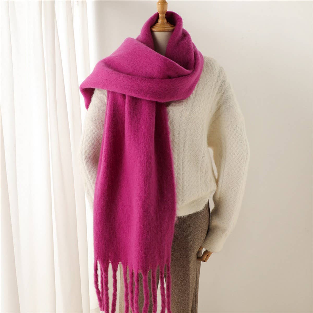 ACCITY - Wholesale Scarf - Women's - Mohair Tassel Scarf for Winter, Unisex Long Shawl_CWASC09655