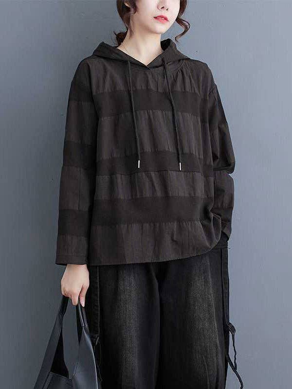 StyleGalX - Wholesale Hoodie – Women's - Long Sleeves Loose Drawstring Hooded Solid Color Split-Joint Round-Neck Hoodies Tops10