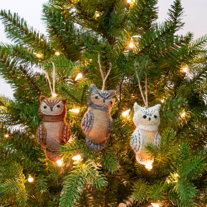 The Winding Road - Wholesale Ornament - Ornament - Owl Natural - 3 Assorted Colors