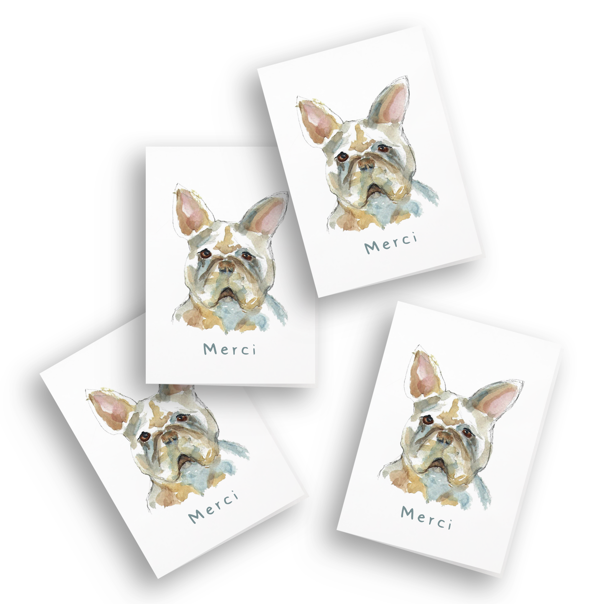 French Graffiti - Wholesale Stationery/Notecard Set - Merci Frenchie Enclosure Cards | Pack of 41