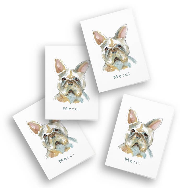 French Graffiti - Wholesale Stationery/Notecard Set - Merci Frenchie Enclosure Cards | Pack of 41
