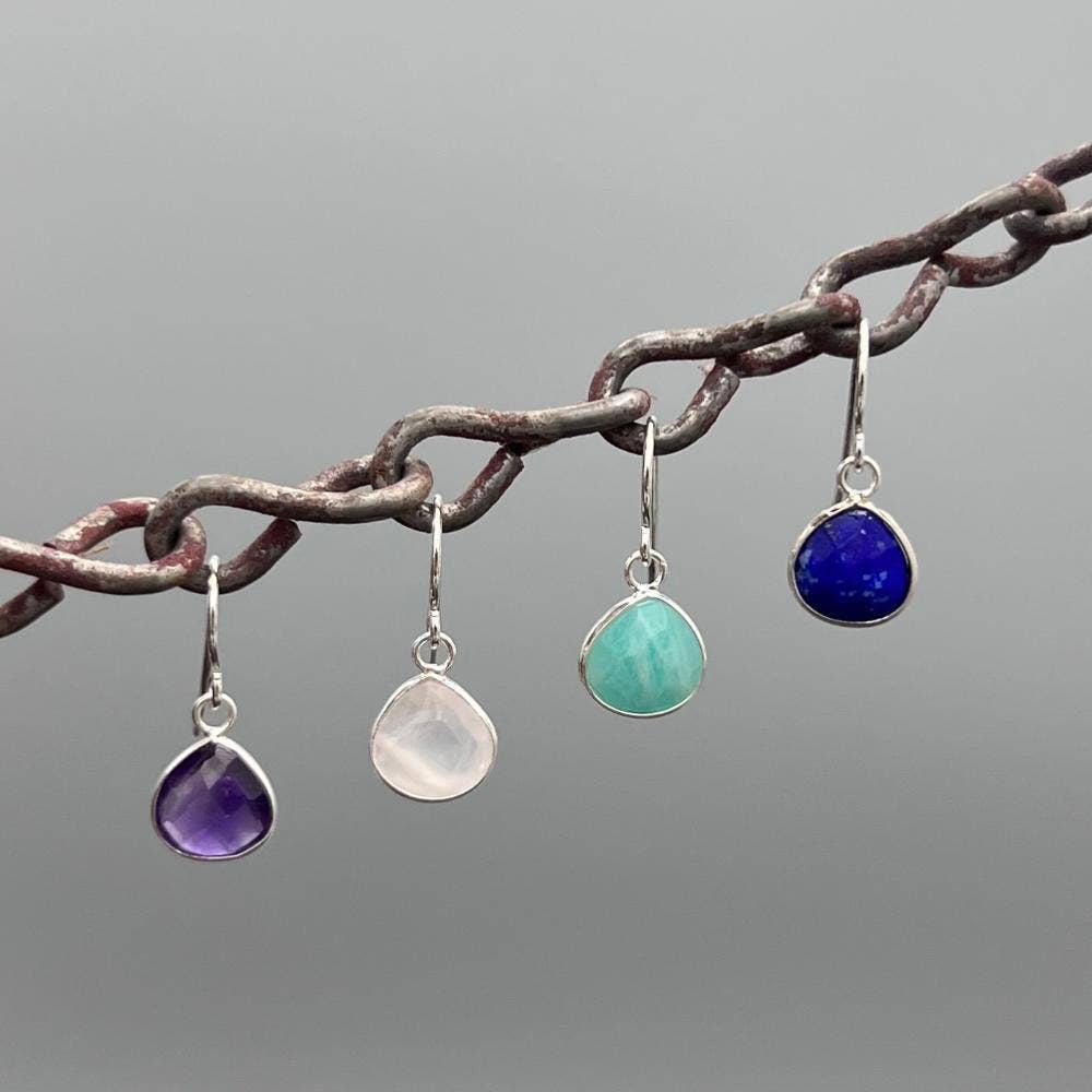 Something Silver - Wholesale Dangle Earrings - Faceted Triangle Stone Earrings1