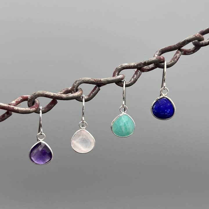 Something Silver - Wholesale Dangle Earrings - Faceted Triangle Stone Earrings1