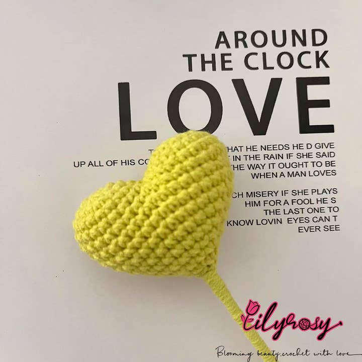 Lilyrosy(Duty free) - Vente Fleurs artificielles - Cœur au crochet Lilyrosy, cadeaux faits à la main10