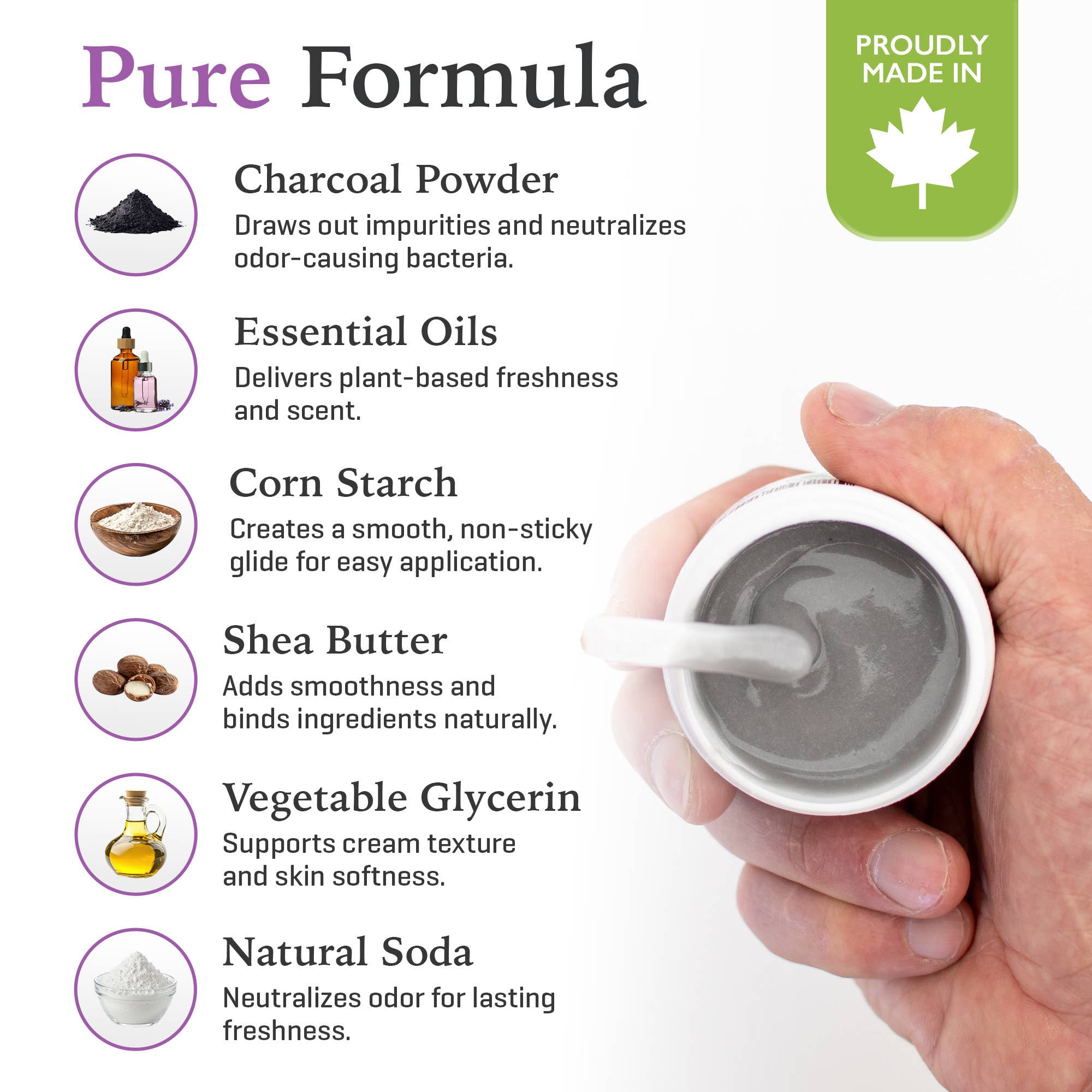 Purelygreat Natural Deodorants - Wholesale Deodorant - Unisex - Purelygreat Charcoal Cream Deodorant - Lavender2