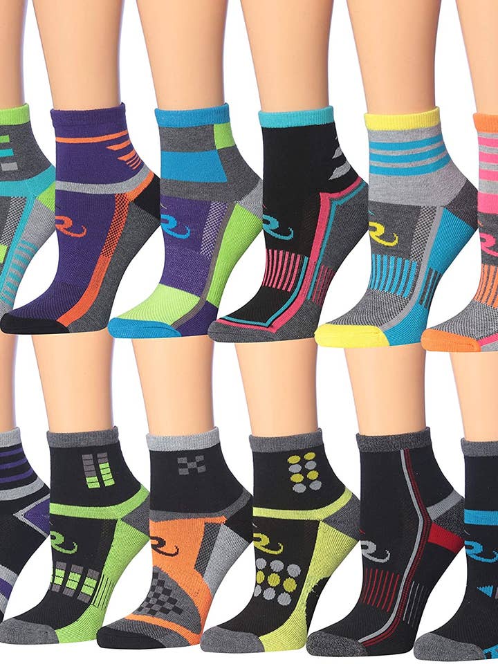 Ronnox Women's 12-Pairs Running & Athletic Sports Performance Ankle/Quarter Socks for wholesale by Gold Hose LLC