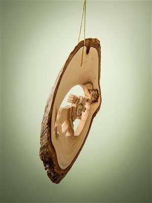 Earthwood - Wholesale Ornament - Bark Slice with Moose - 4" to 6"2