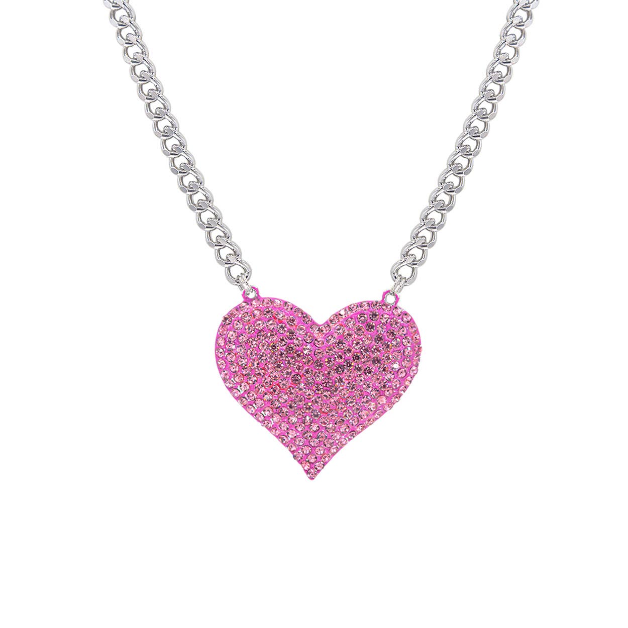 SP Sophia Collection - Wholesale Pendant/Charm Necklace - Valentine's Day Rhinestone Heart Pendant Necklace2