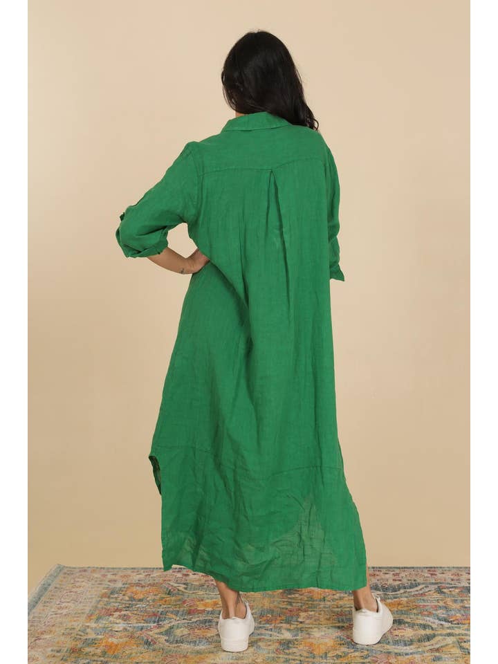 la maison des fibres naturelles - Wholesale Button Down Shirt - Women's - Long shirt dress 68036 100% LINEN