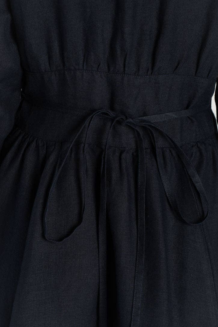 Son de Flor – Großhandel Kleid – Damen – Diane – Leinen-Midikleid mit V-Ausschnitt6