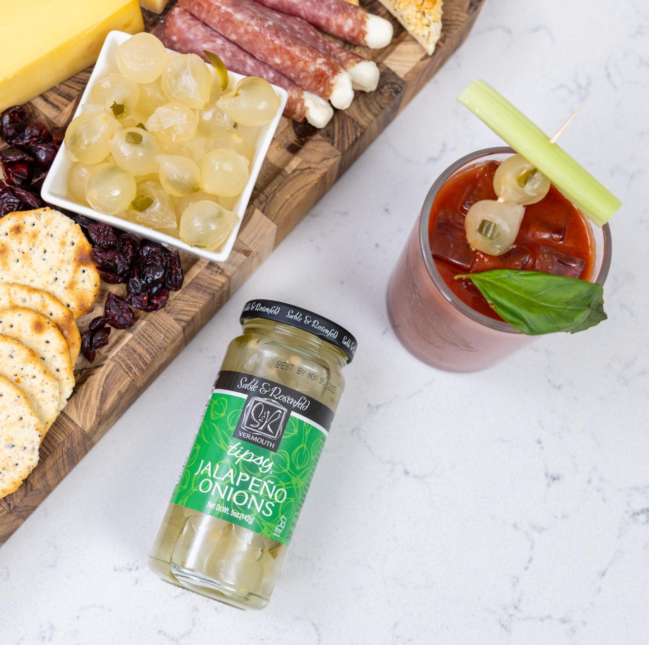 Sable and Rosenfeld est.1970 - Wholesale Pickled Vegetables - Sable & Rosenfeld Vermouth Jalapeno Tipsy Onions 5oz / 61