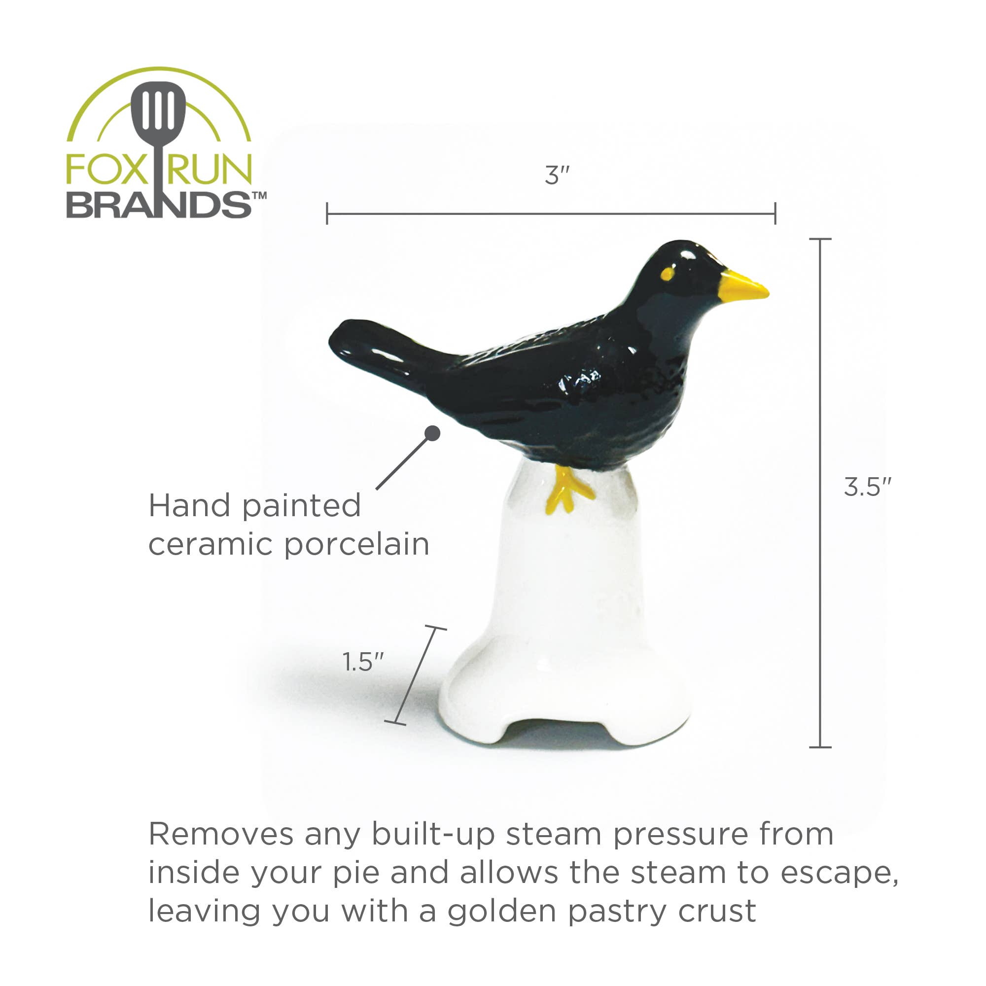 Fox Run Brands - Venta al por mayor Utensilio/dispositivo de cocina - Fox Run Ventilador de Pastel Blackbird, Pájaro de Pastel para Hornear, 3” x 3.25”7