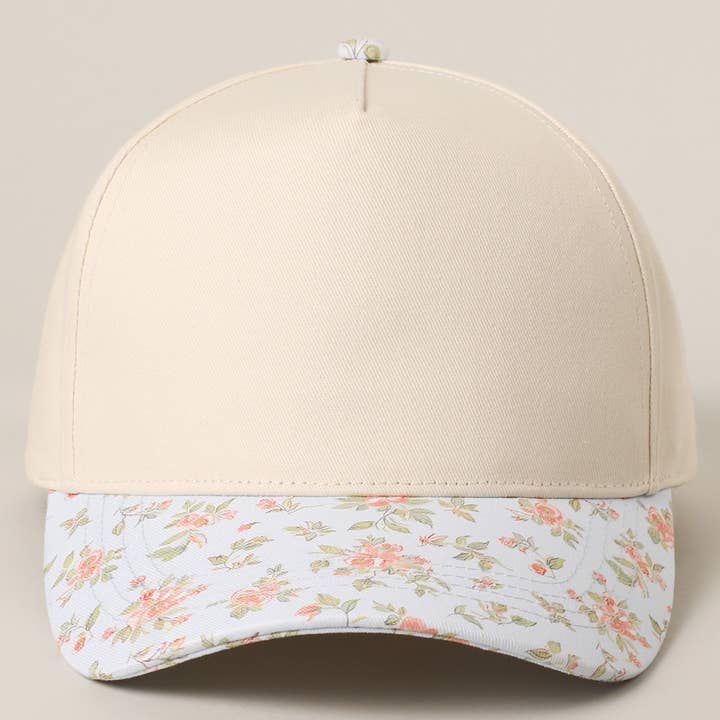 Fashion City - Wholesale Trucker Hat - Women's - Floral Brim Designed Two-Tone Trucker Hat